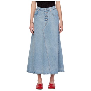 Mm6 蓝色做旧牛仔半身裙女婚礼裙ins通勤伴娘 Maison Margiela