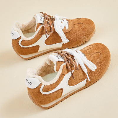 复古德训鞋女2025冬季新款加绒加厚休闲平底保暖老爹运动鞋女棉鞋