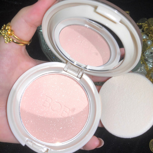会发光的粉饼带细闪亮晶晶定妆蜜粉饼珠光爆闪象牙色亮白闪闪妆效