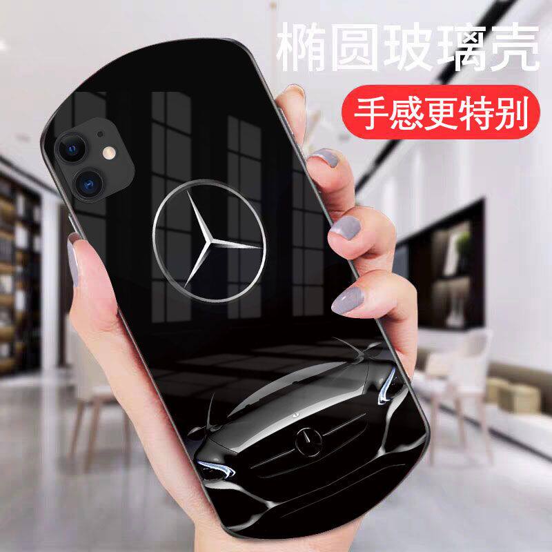 苹果x手机壳iPhone11玻璃xsmax跑车xr椭圆形8p/6sp/7plus防摔适用