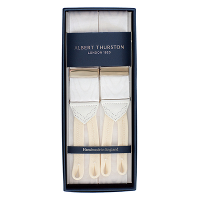 AT英国007同款纯白绅士手工背带