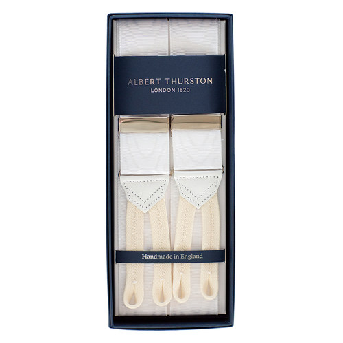 AT英国007同款纯白绅士手工背带