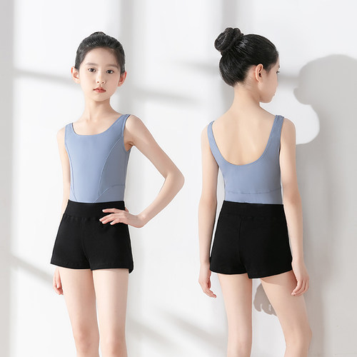 儿童女舞蹈服夏季新款夏季芭蕾舞演出形体练功艺考无袖连体体操服
