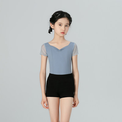 夏季女童透气网纱芭蕾连体练功服