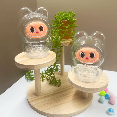 300ml透明拉布布瓶可爱史莱姆水晶泥罐美甲DIY饰品异形带表情空瓶