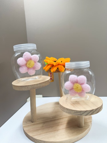 少女心太阳花扁瓶透明塑料收纳瓶 DIY空瓶子迷你许愿瓶饰品分装瓶