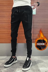 冬季裤子束脚裤韩版修身小脚休闲裤男哈伦裤加厚X06-P60加绒P65图片