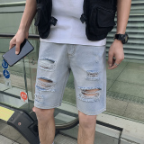 2025男夏季短裤韩版潮流牛仔裤五分裤破洞潮流5分裤网红NZ24-p40，男装牛仔裤，电商A270