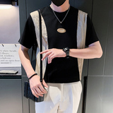夏季男士t恤短袖半袖潮流休闲2025新款高级感痞帅男装P48，男装T恤，电商A270