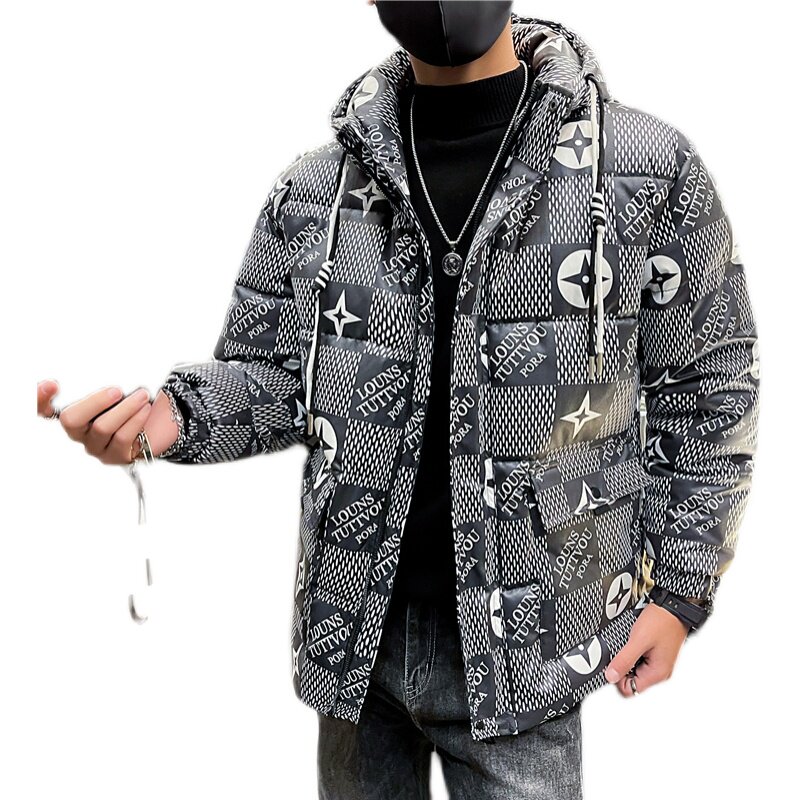 2025男士棉服花外套韩版潮牌时尚痞帅棉衣连帽棉袄P138,男装棉衣,电商A270