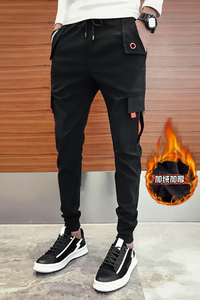 2019懂季新款韩版修身小脚裤加厚工装裤潮流男裤子百搭P55加绒P65图片