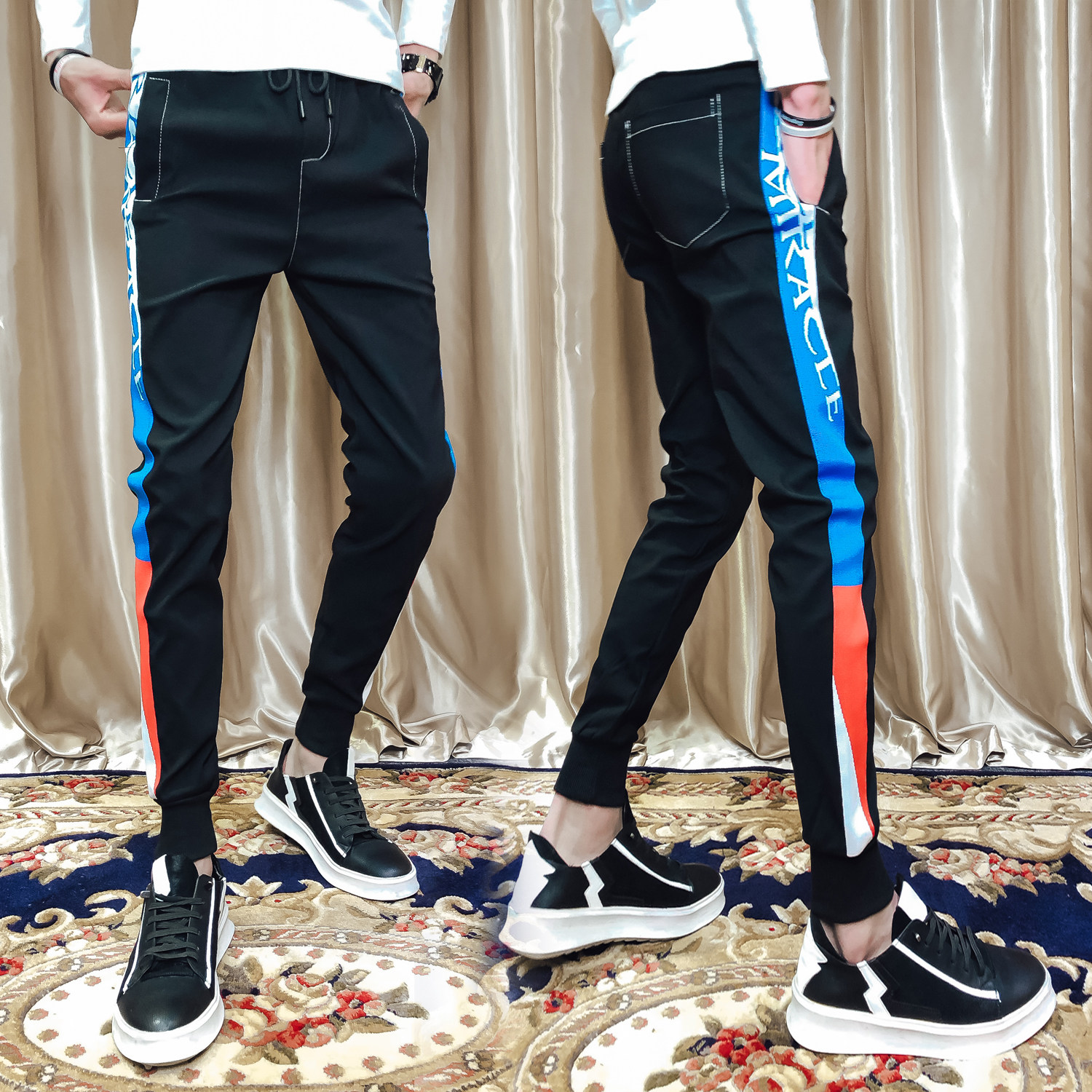 2025夏季男社会休闲小脚裤潮流韩版网红小伙抖音束脚裤无铁X47P60图片