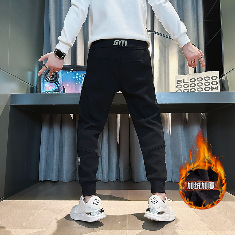 潮男休闲裤束脚潮流哈伦运动裤卫裤加厚潮牌男裤X161-p55加绒60图片