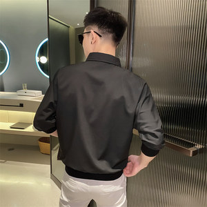 发型师衬衫男夏季新款冰丝薄款短袖帅气衬衣潮流痞帅网红上衣P40图片