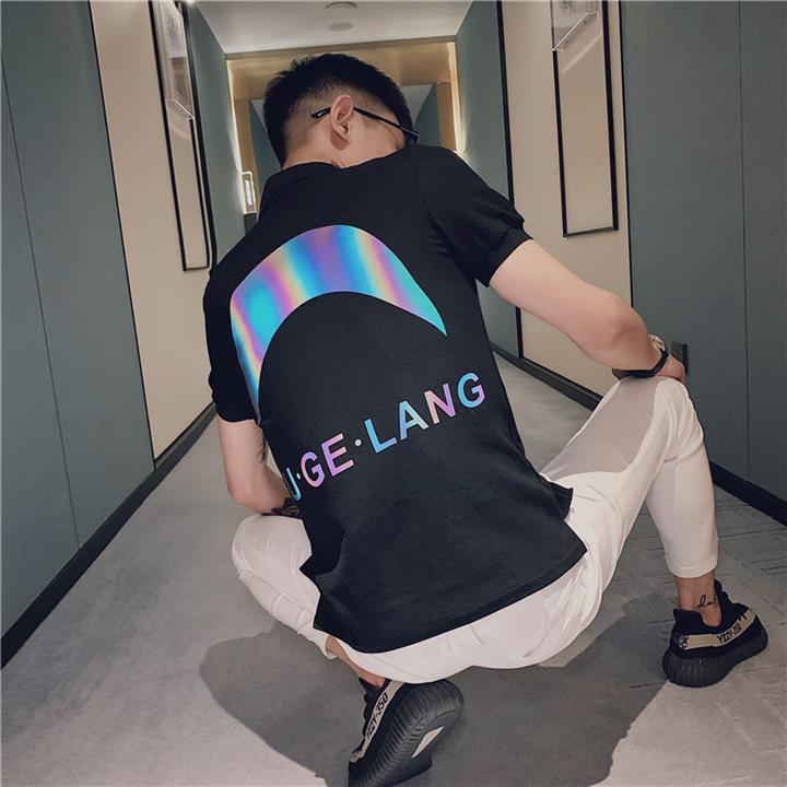 2025年夏季新款韩版修身短袖T恤韩版潮牌精神小伙翻领polo衫P48,男装T恤,电商A270