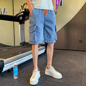 夏季男士五分裤马裤中裤工装宽松直筒牛仔潮牌百搭薄款2023-P48图片