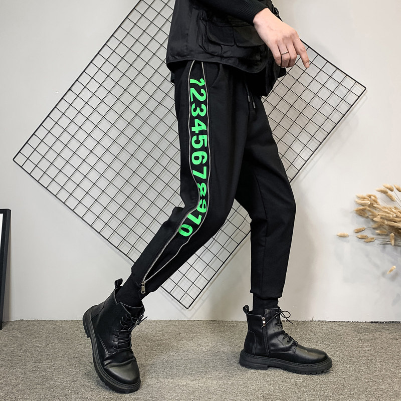 秋冬男休闲裤长裤修身潮流裤子百搭2020束脚工装裤潮牌拉链款P65,男装工装外套,电商A270