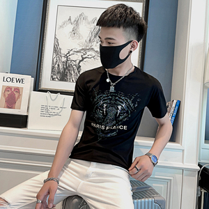 2025夏季男短袖t恤半袖潮流修身网红超火ins衣服潮牌百搭AT43-P38图片