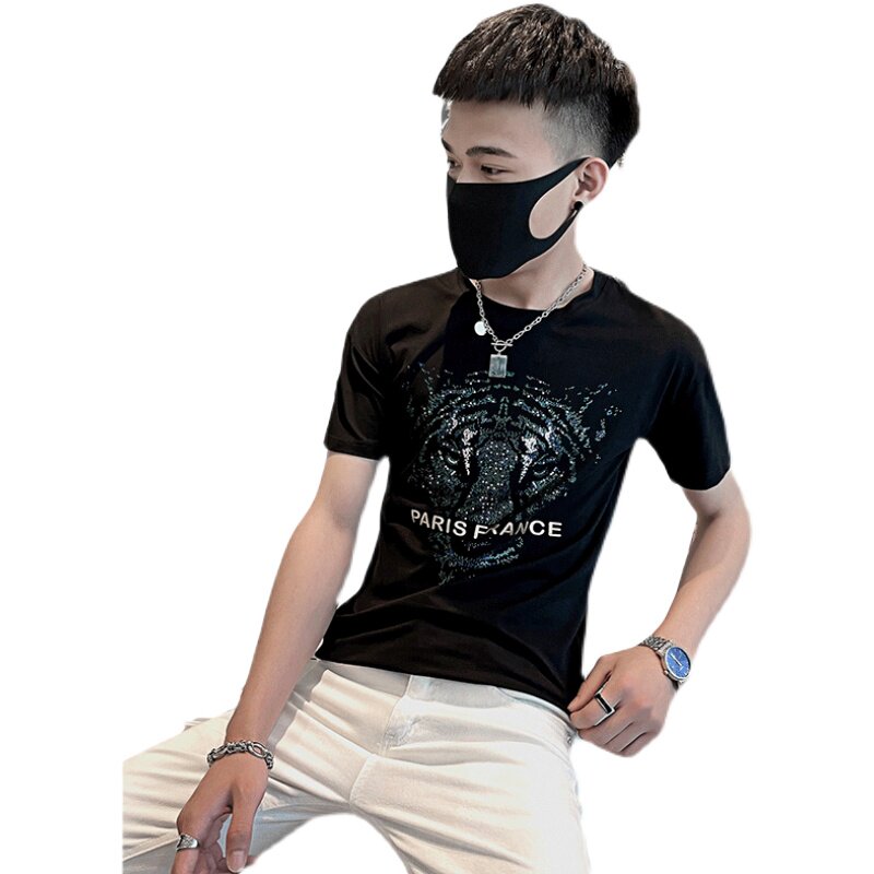 2025夏季男短袖t恤半袖潮流修身网红超火ins衣服潮牌百搭AT43-P38,男装T恤,电商A270