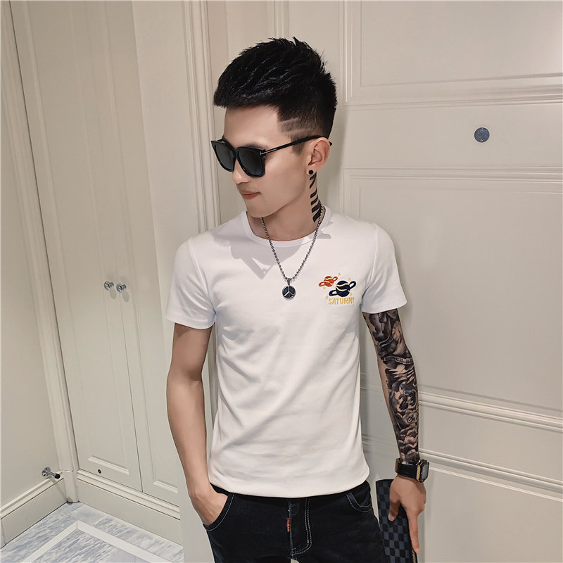 2025夏季男短袖t恤半袖潮流体恤修身网红衣服潮牌百搭绿AT30-P35,男装T恤,电商A270
