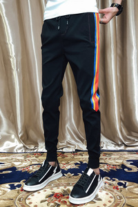 2025春夏新款韩版男士休闲小脚裤精神小伙男裤子潮牌紧身裤X43P55图片