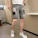 2025男夏季短裤韩版潮流牛仔裤五分裤破洞浅色5分裤青年-p48，男装牛仔裤，电商A270