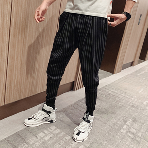 2019宽松休闲裤韩版潮流潮男网红条纹嘻哈裤社会小伙网红抖音P55图片