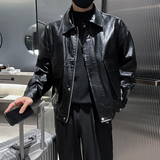 2025春秋季男士机车皮衣潮牌皮夹克外套翻领潮牌痞帅AP906-p88，男装夹克，电商A270
