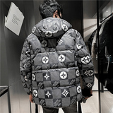 2025男士棉服花外套韩版潮牌时尚痞帅棉衣连帽棉袄时尚P138，男装棉衣，电商A270