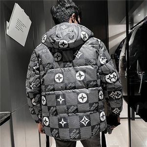 2025男士棉服花外套韩版潮牌时尚痞帅棉衣连帽棉袄时尚P138图片