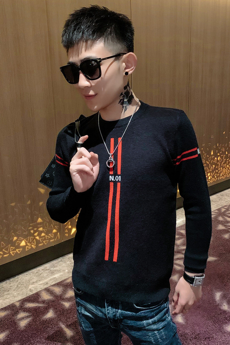 秋冬男毛衣修身线衣圆领潮流打底针织衫精神小伙毛衣男潮流特P40,男装T恤,电商A270