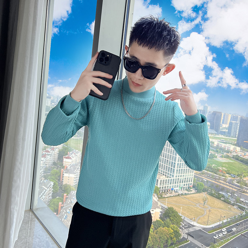 2025春秋季新款男士毛衣针织衫修身加厚打底衫半高领衣服MY03-p48,男装T恤,电商A270
