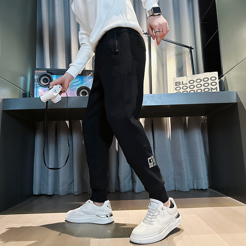 男士休闲裤束脚潮流哈伦运动裤卫裤加厚潮牌男裤X161-p55加绒60,男装休闲裤,电商A270