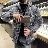 2025男士棉服花外套韩版潮牌时尚痞帅棉衣连帽棉袄时尚P138，男装棉衣，电商A270