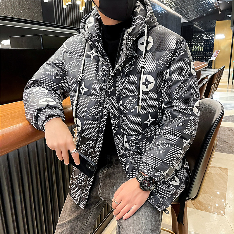 2025男士棉服花外套韩版潮牌时尚痞帅棉衣连帽棉袄时尚P138,男装棉衣,电商A270