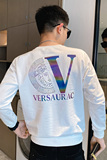 春秋款卫衣男生秋季秋衣圆领时尚反光长袖T恤字母外套小衫白色P55，男装T恤，电商A270