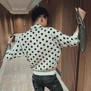 夏季薄款潮流男士衬衫韩版宽松圆点衬衣潮牌很仙的社会人精神小伙图片
