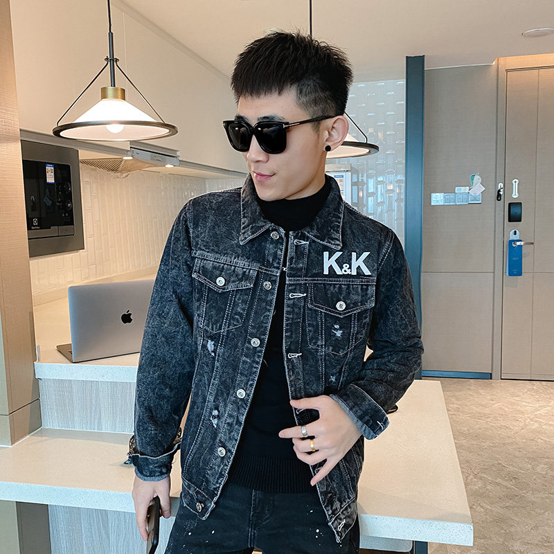 2025秋季外套男牛仔衣服夹克潮流春秋款痞帅精神小伙网红P68图片