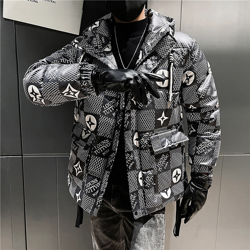 2025男士棉服花外套韩版潮牌时尚痞帅棉衣连帽棉袄时尚P138,男装棉衣,电商A270
