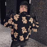 秋季修身羊羔毛加绒夹克男士外套帅气上衣潮流韩版秋冬款加厚P110，男装夹克，电商A270