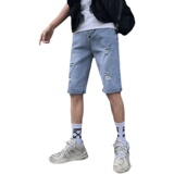 2025男夏季短裤韩版潮流牛仔裤六分裤破洞浅色5分裤网红NZ20-p45，男装牛仔裤，电商A270