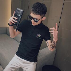 男士polo衫短袖紧身上衣服潮流韩版翻领t恤潮牌2025夏季修身P48图片