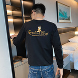 卫衣男士长袖t恤春秋季2021痞帅网红刺绣打底衫潮牌上衣服早秋P55，男装T恤，电商A270