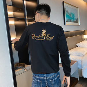 卫衣男士长袖t恤春秋季2021痞帅网红刺绣打底衫潮牌上衣服早秋P55图片