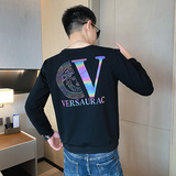 春秋款卫衣男生秋季秋衣圆领时尚反光长袖T恤字母外套小衫P55，男装T恤，电商A270