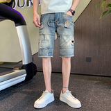 夏季男士牛仔裤裤子短裤修身潮流破洞薄款2025新款痞帅P50控78，男装牛仔裤，电商A270