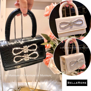 小众设计师Leman Rouge芭比闪闪钻蝴蝶结鳄鱼纹手提mini链条小包