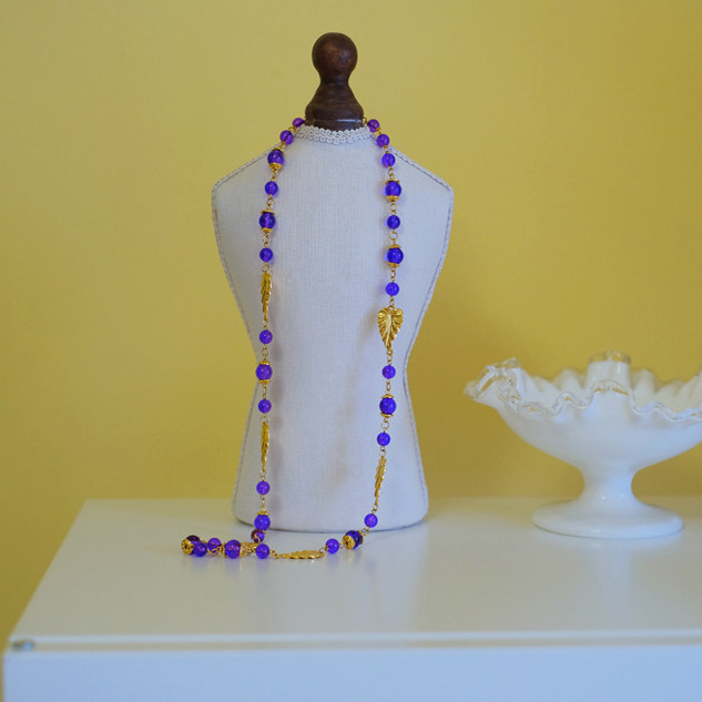 vintage toccata Trifari 翠法丽 紫色 叶子 长项链,饰品/流行首饰/时尚饰品新,项链,淘宝优惠券,粉丝福利购,淘宝优惠卷