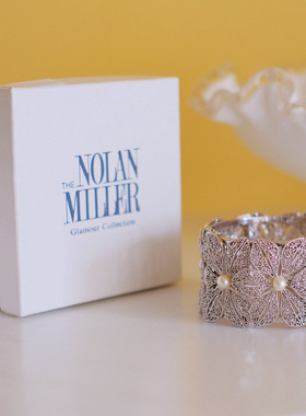 vintage toccata Nolan Miller 银色 珍珠 保存品 手镯