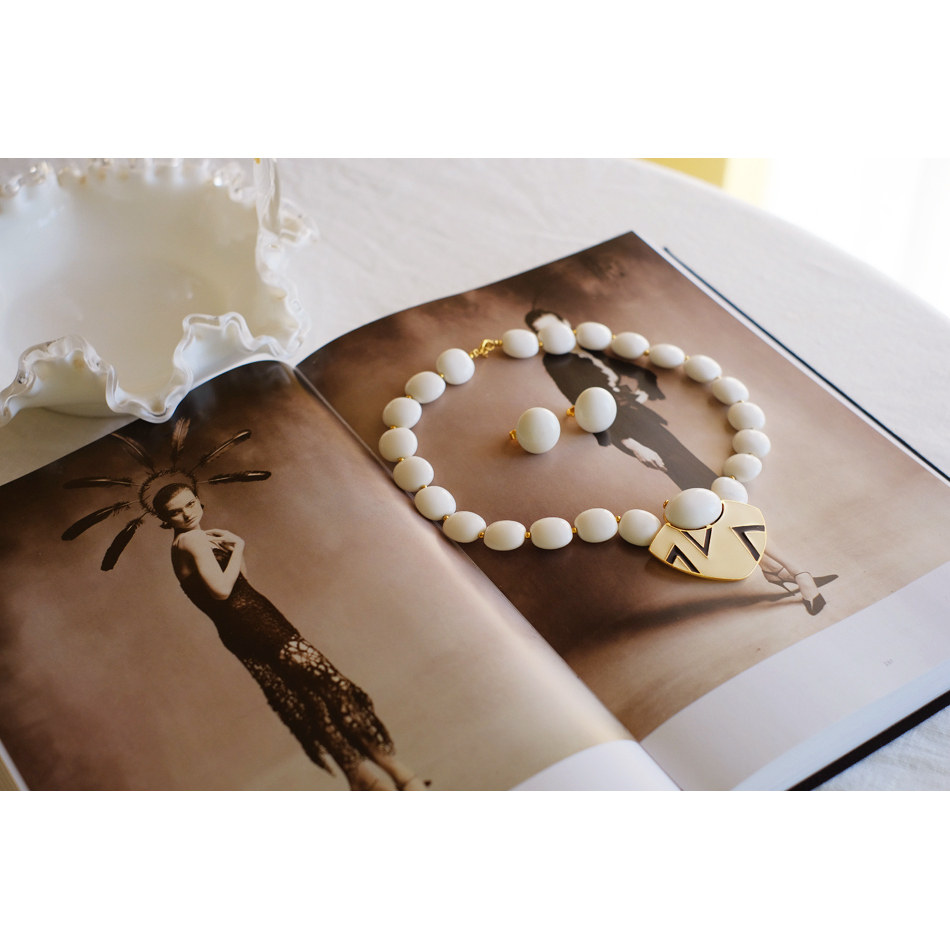 vintage toccata Trifari 翠法丽 白色 珐琅 项链 耳夹 套装,个性定制/设计服务/DIY,其它饰品定制,淘宝优惠券,粉丝福利购,淘宝优惠卷